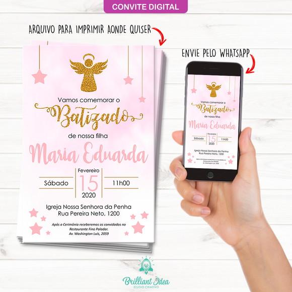 Convite Digital Batizado Menina