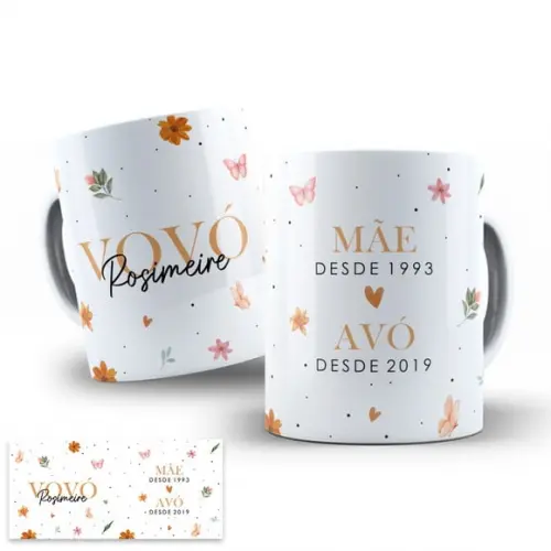 Arte Digital para Caneca Vovó Mãe Desde e Avó Desde