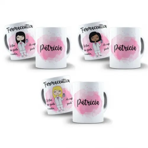 Arte Digital para Caneca Profissão Farmacêutica (3 Versões)