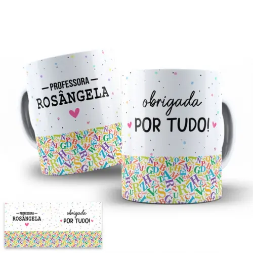 Arte Digital para Caneca Professora Obrigada Por Tudo