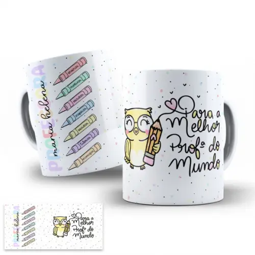 Arte Digital para Caneca Professora Coruja Dia do Professor