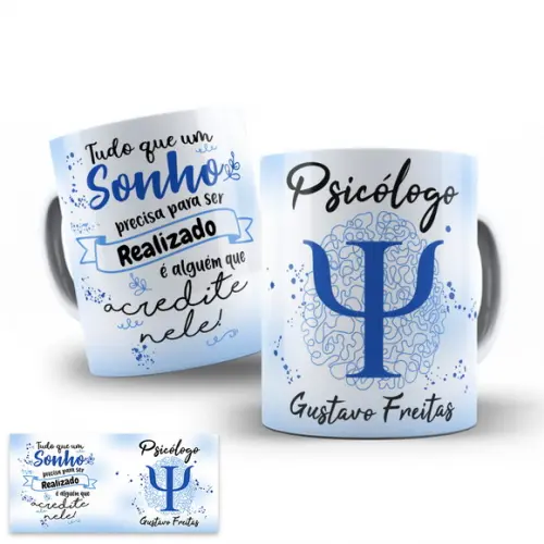 Arte Digital para Caneca Profissão Psicologia Psicólogo