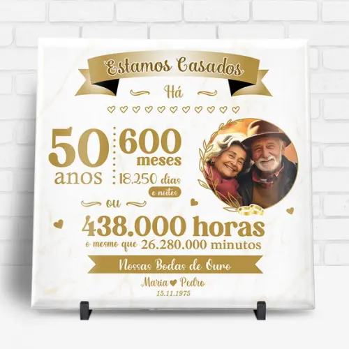 Arte Digital para Azulejo Bodas de Ouro 50 Anos Casados