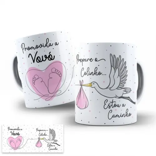 Arte Digital para Caneca Vovó Prepare o Colinho Revelação