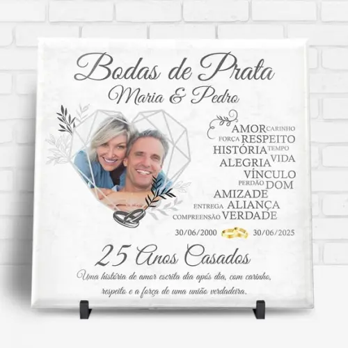 Arte Digital para Azulejo Bodas de Prata 25 Anos Casados