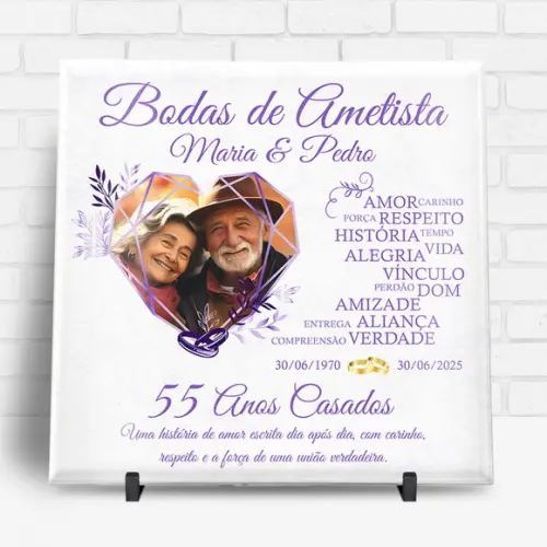 Arte Digital para Azulejo Bodas de Ametista 50 Anos Casados