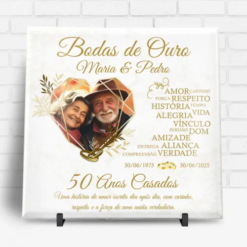 Arte Digital para Azulejo Bodas de Ouro 50 Anos Casados