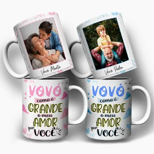 Arte Digital para Caneca Vovó Vovô Como É Grande o Meu Amor