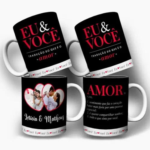 Arte Digital para Caneca Dia dos Namorados Eu e Você