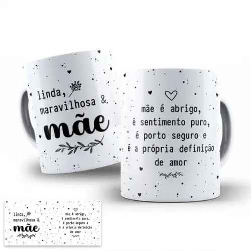 Arte Digital Caneca Dia das Mães Linda Maravilhosa e Mãe