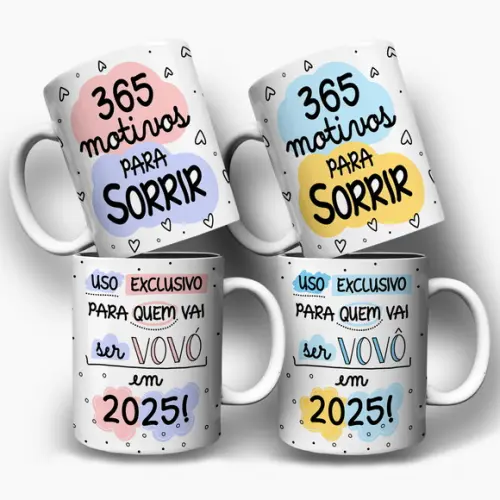 Arte Digital Caneca Uso Exclusivo Quem Vai Ser Vovó e Vovô