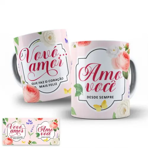 Arte Digital para Caneca Vovó Amo Você