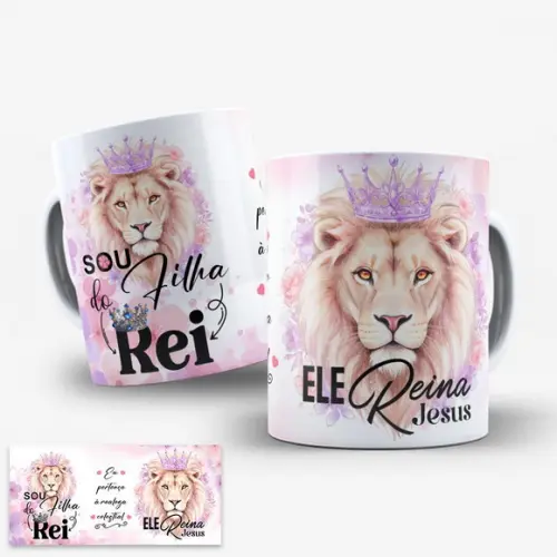 Arte Digital para Caneca Sou Filha do Rei Leão de Judá