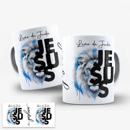 Arte Digital para Caneca Leão de Judá Yeshua Jesus