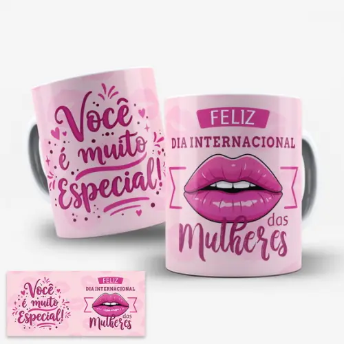 Arte Digital para Caneca Dia Internacional das Mulheres