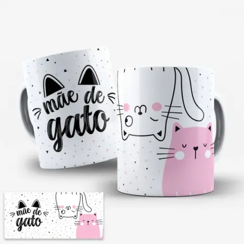 Arte Digital para Caneca Mãe de Gato