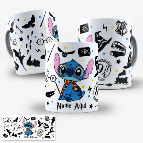 Arte Digital para Caneca Stitch Harry Potter