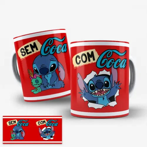 Arte Digital para Caneca Stitch com Coca sem Coca Cola