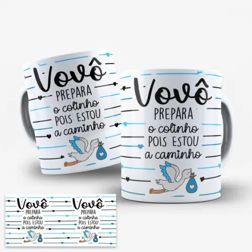 Arte Caneca Revelação Gravidez Vovô Prepara o Colinho