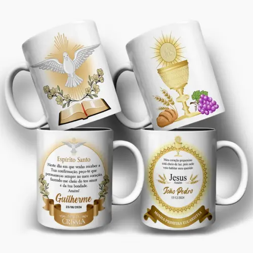 Arte Digital para Caneca Minha Crisma e Primeira Eucaristia