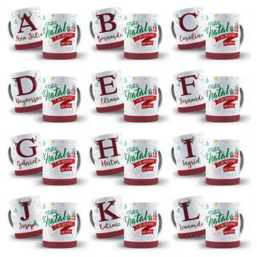 Pacote de Artes para Caneca Natal Alfabeto Xadrez