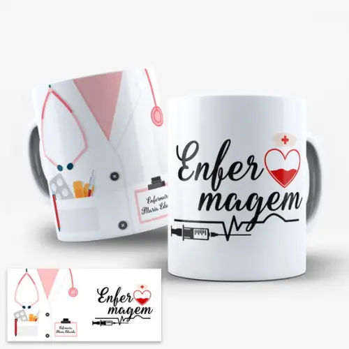Arte Digital para Caneca Enfermeira Enfermagem