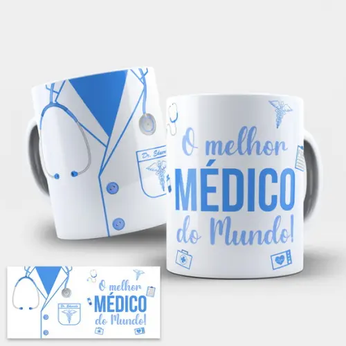 Arte Digital para Caneca Médico Jaleco Medicina