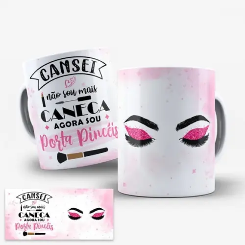 Arte Digital para Caneca Maquiadora Maquiagem Porta Pincéis