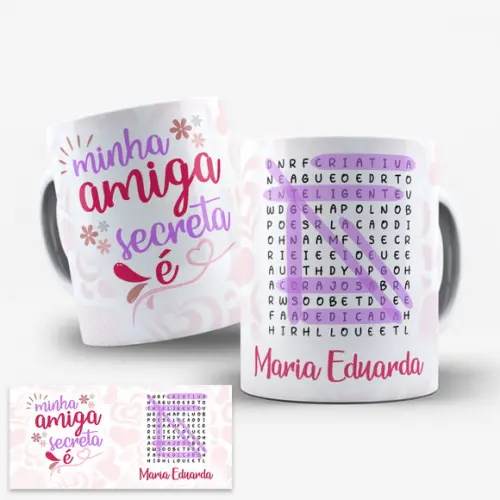 Arte Digital para Caneca Amiga Secreta Amiga Oculta