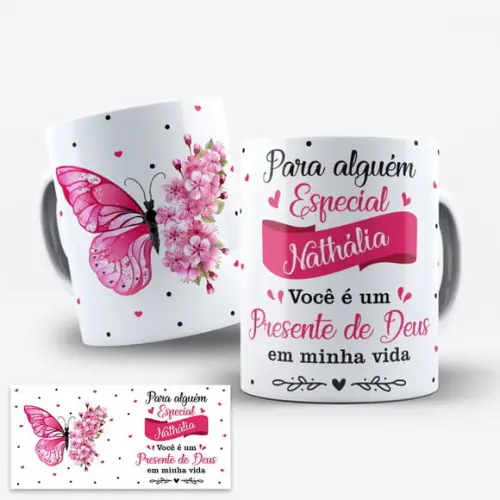 Arte para Caneca Pessoa Especial Presente de Deus Borboleta