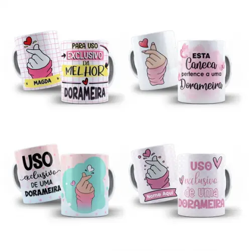 Arte para Caneca Dorameira Dorama Uso Exclusivo (4 Artes)