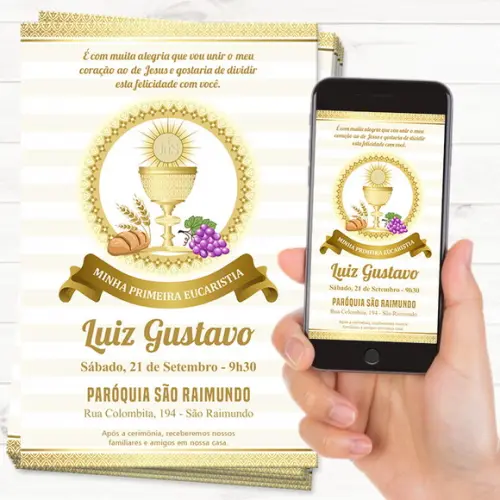 Convite Digital Primeira Comunhão Eucaristia