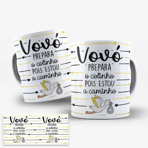 Arte Caneca Revelação Gravidez Vovó Prepara o Colinho