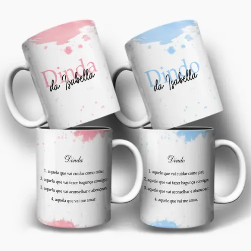 Arte Caneca para Padrinhos de Batismo - Dindo e Dinda