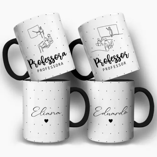 Arte Caneca Dia dos Professores - Professor e Professora
