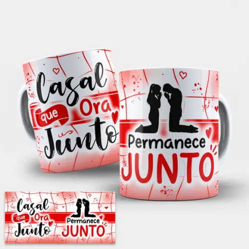 Arte Digital para Caneca Casal Que Ora Junto
