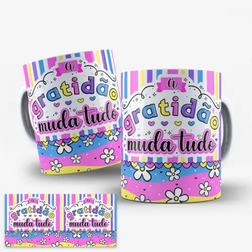 Arte Digital Caneca Gratidão Frases Motivacionais