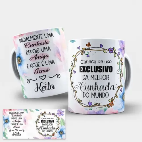 Arte Digital para Caneca Cunhada Melhor Cunhada do Mundo