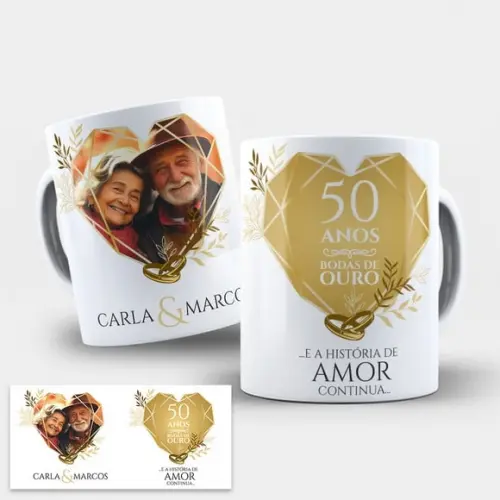 Arte Digital para Caneca Bodas de Ouro