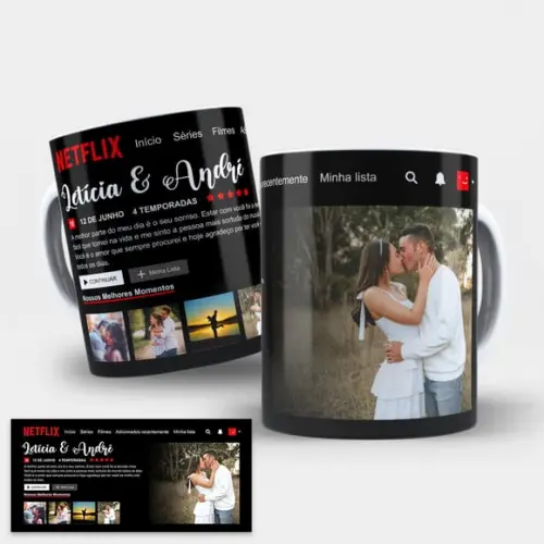 Arte Digital Caneca Dia dos Namorados Casal Netflix