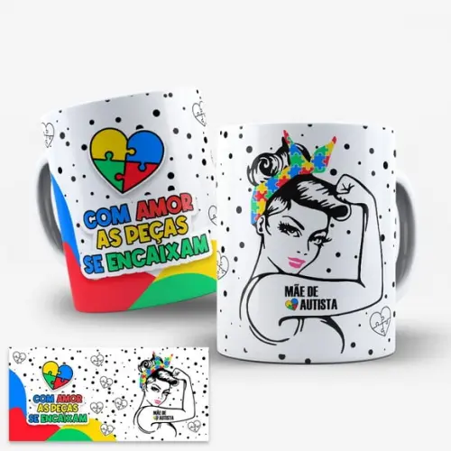 Arte Digital para Caneca Autismo Mãe de Autista