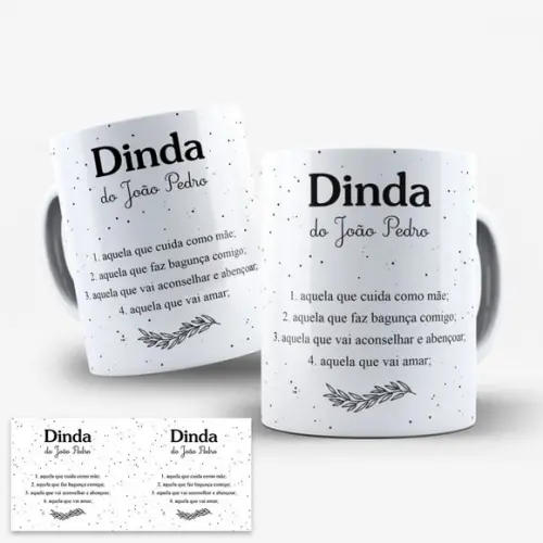 Arte Caneca para Padrinhos de Batismo - Dindo e Dinda