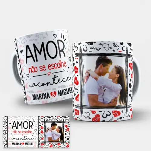 Arte Digital Caneca Namorados Amor Não se Escolhe