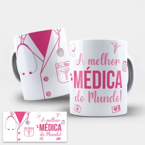 Arte Digital para Caneca Medica Jaleco Medicina
