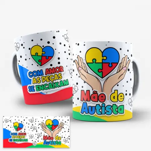 Arte Digital para Caneca Autismo Mãe de Autista
