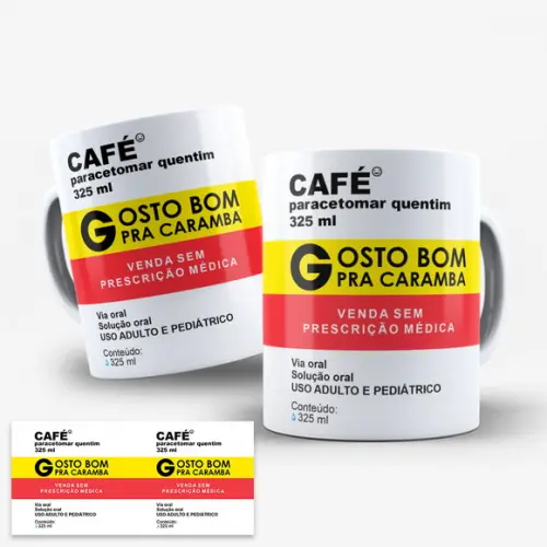 Arte Digital Caneca Café Remédio Engraçada