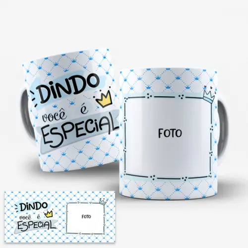 Arte Digital Caneca Padrinhos Dindo e Dinda com Foto