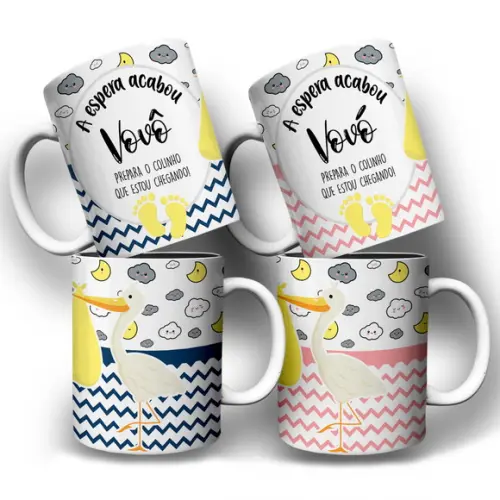 Arte Caneca Anuncio de Gravidez Vovo Prepara o Colinho