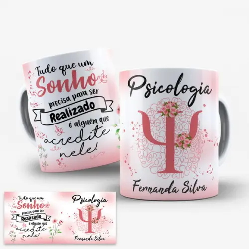 Arte Digital Caneca Profissão Psicologia