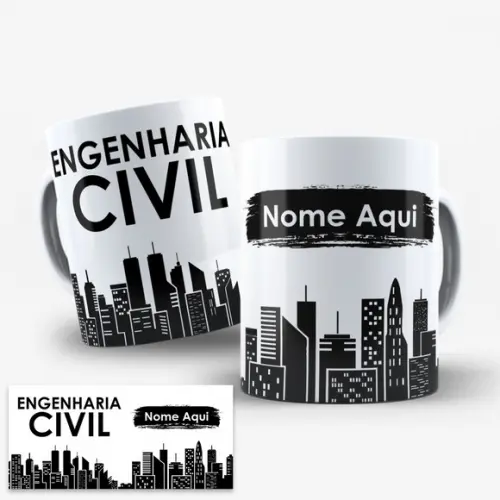 Arte Digital Caneca Profissão Engenharia Civil